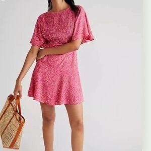 Free People Florence Mini Dress ~ Pink Size Medium NWT Spring Floral